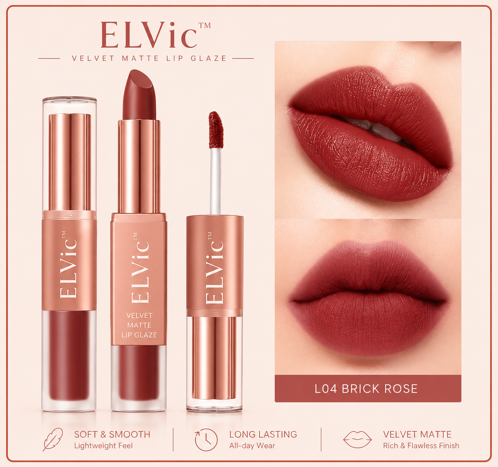 ELVic™ Velvet Lip Glaze – Nude Milky Coffee Matte Liquid Lipstick (Long-Lasting, Smooth Finish)