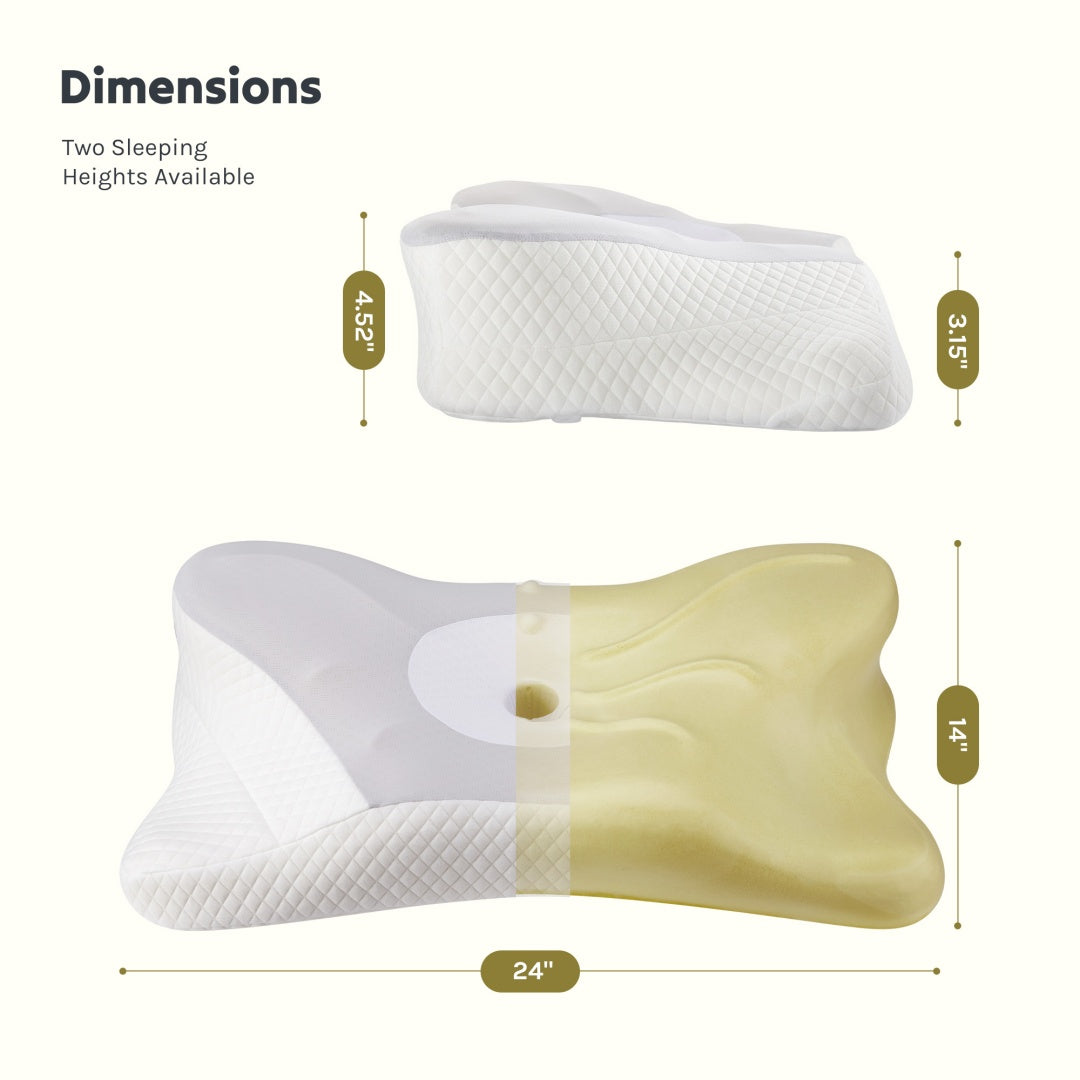 ELVIC™ Cooling Ergonomic Cervical Memory Foam Pillow – Dual Height Design