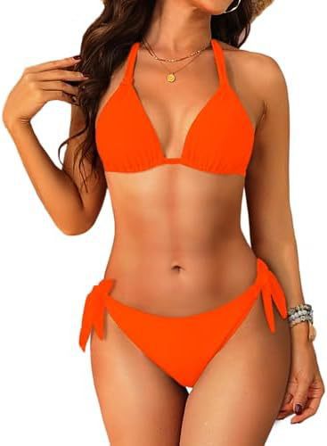 ELVic™ Minimal Luxe Triangle Bikini Set – Women’s Halter Two-Piece Swimwear