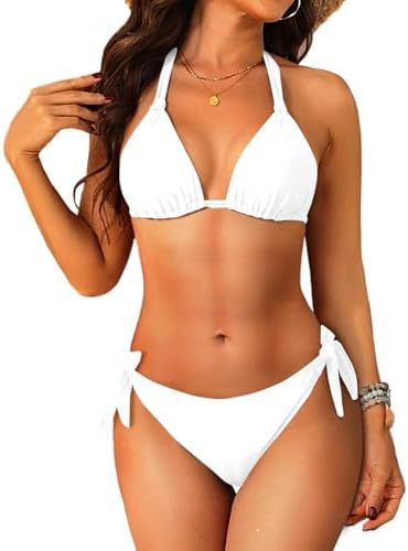 ELVic™ Minimal Luxe Triangle Bikini Set – Women’s Halter Two-Piece Swimwear