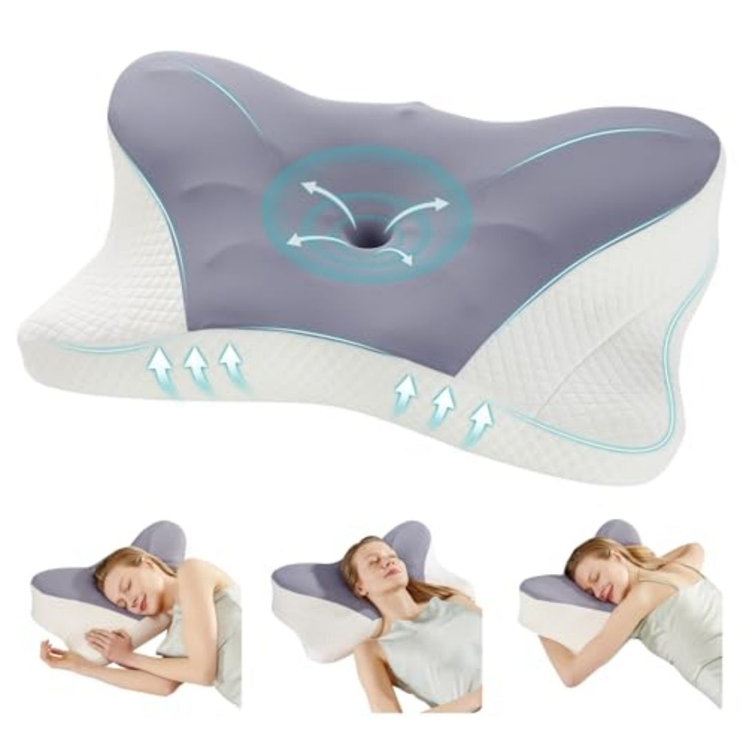 ELVIC™ Cooling Ergonomic Cervical Memory Foam Pillow – Dual Height Design