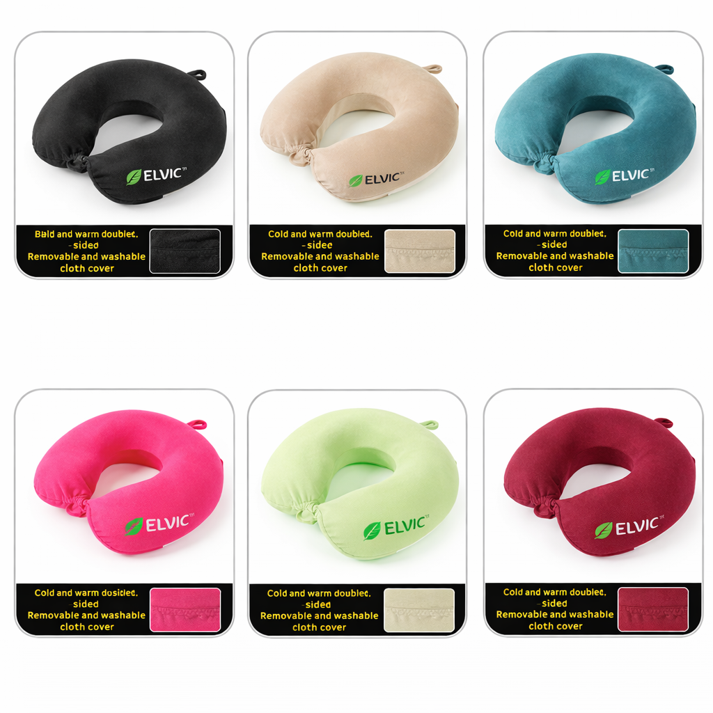 ELVic™ Memory Foam U-Shaped Travel Neck Pillow – Cool & Warm Sides