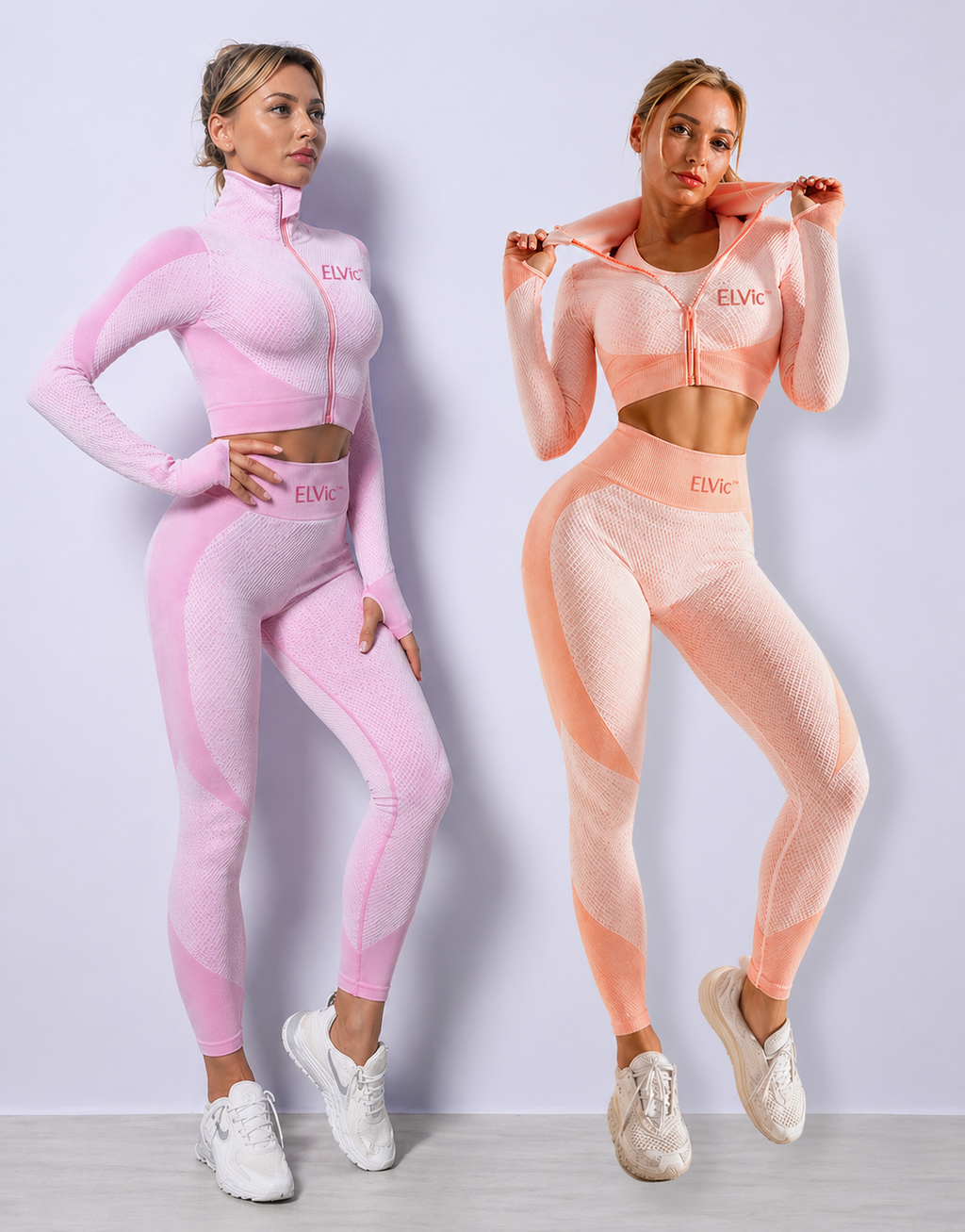ELVic™ SculptFit Seamless 3-Piece Gym Set – High Waist Leggings, Sports Bra & Crop Top (Women Activewear)