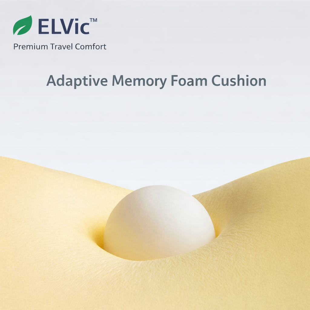 ELVic™ Memory Foam Travel Neck Pillow – Portable U-Shape Support Pillow for Airplane, Car & Office Comfort