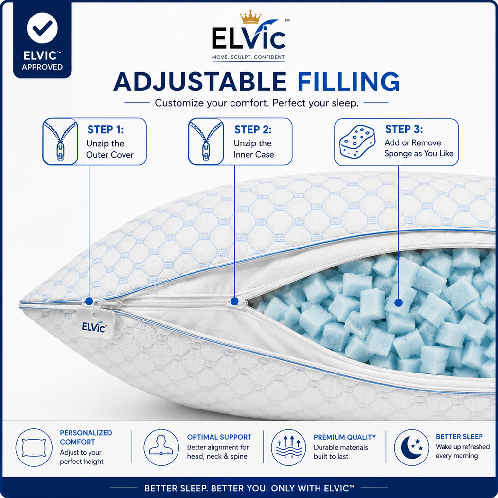 ELVic™ ArcticCloud Adjustable Cooling Memory Foam Pillow