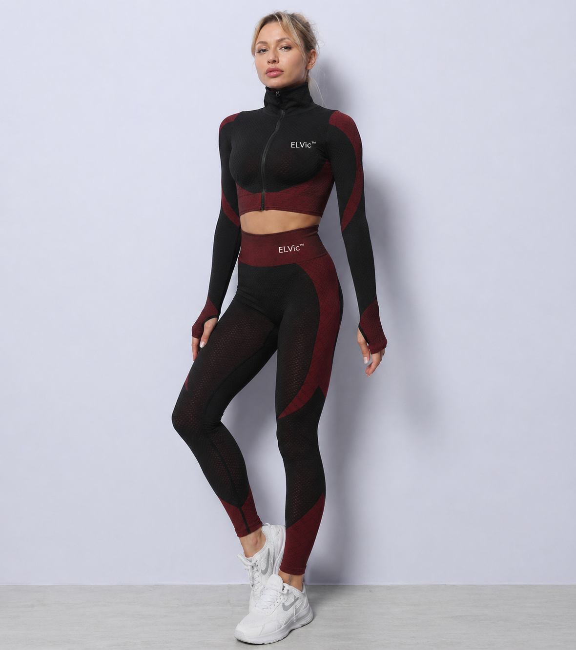 ELVic™ SculptFit Seamless 3-Piece Gym Set – High Waist Leggings, Sports Bra & Crop Top (Women Activewear)