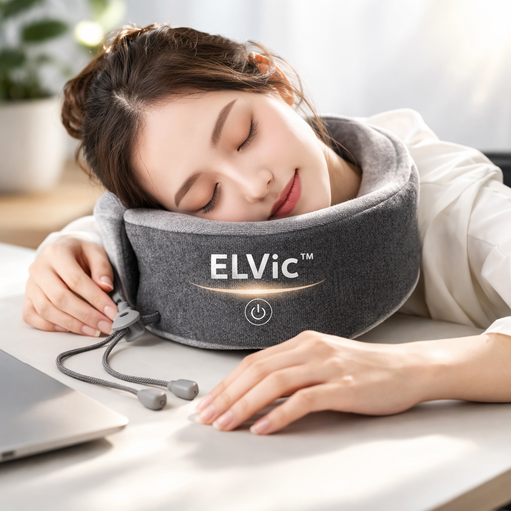 ELVic™ Neck Massage Pillow – Portable Neck Relief for Sleep, Office & Travel