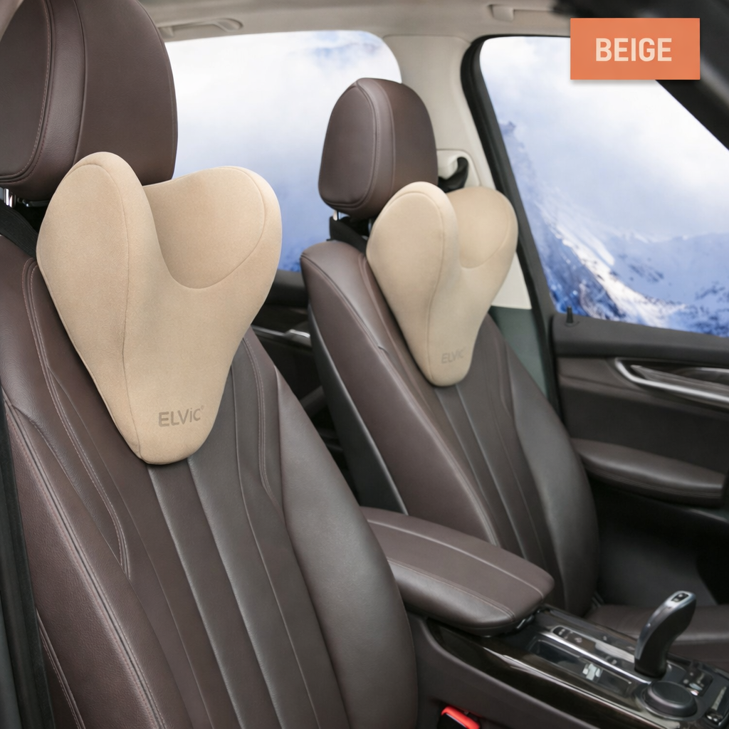 ELVic™ Travel Memory Foam Car Neck Pillow – Ergonomic Head & Neck Support for Driving Comfort