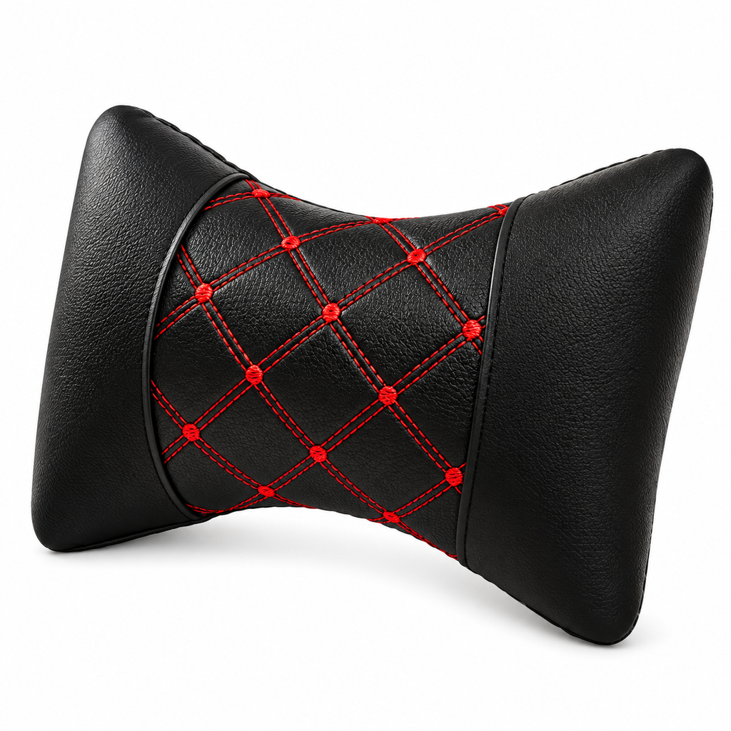ELVic™ Luxury Quilted Leather Car Neck Support Pillow
