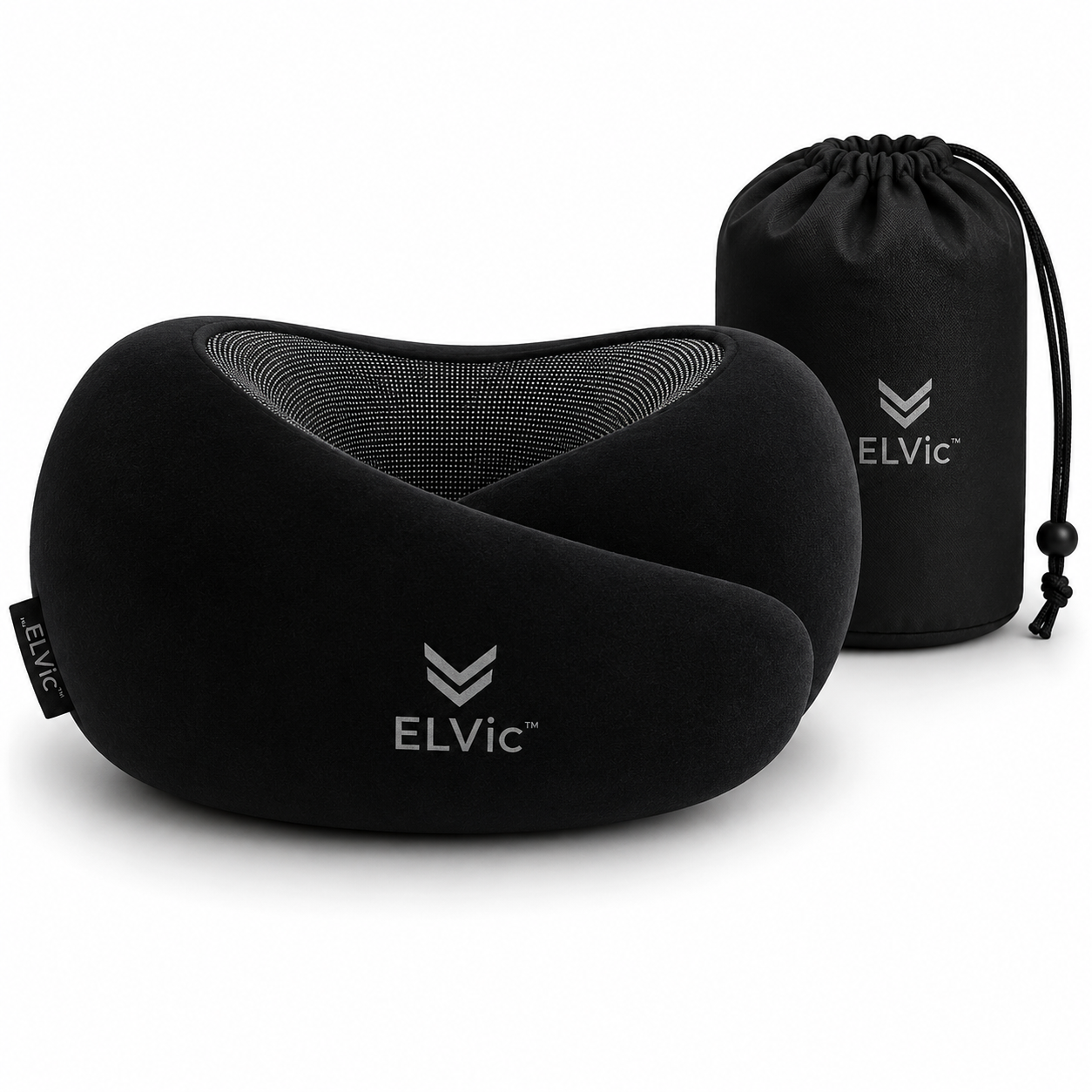 ELVic™ CloudRest Memory Foam Travel Neck Pillow – Adjustable U-Shaped Neck Support for Airplane, Car, Office & Home