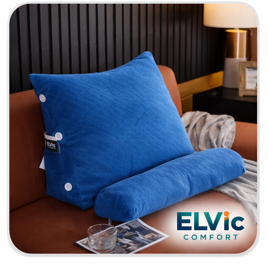 ELVic™ Ergonomic Waist Backrest Pillow – Lumbar Support Cushion for Bed, Sofa & Office