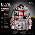 ELVic™ Oversized Printed Hoodie – Streetwear Cotton Blend Pullover (Men)