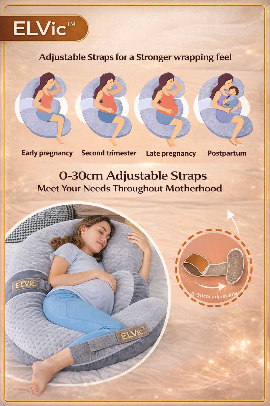 ELVic™ Full Body Support Pillow – Ergonomic Sleep Cushion for Back, Hip & Side Sleeper Comfort