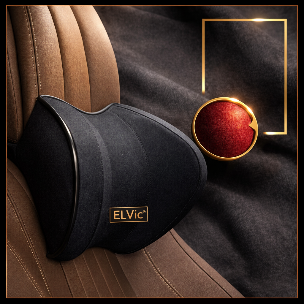 ELVic™ Memory Foam Car Neck Support Pillow – Ergonomic Headrest Cushion for Comfortable Driving