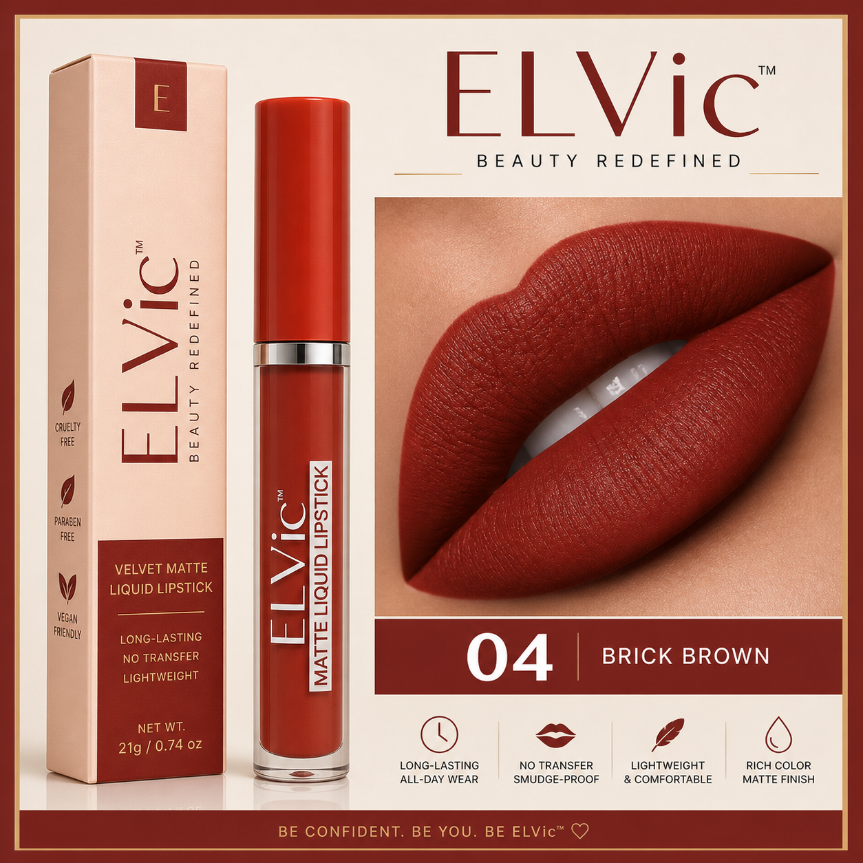 ELVic™ Velvet Matte No-Transfer Lip Gloss | Long-Lasting Waterproof Finish