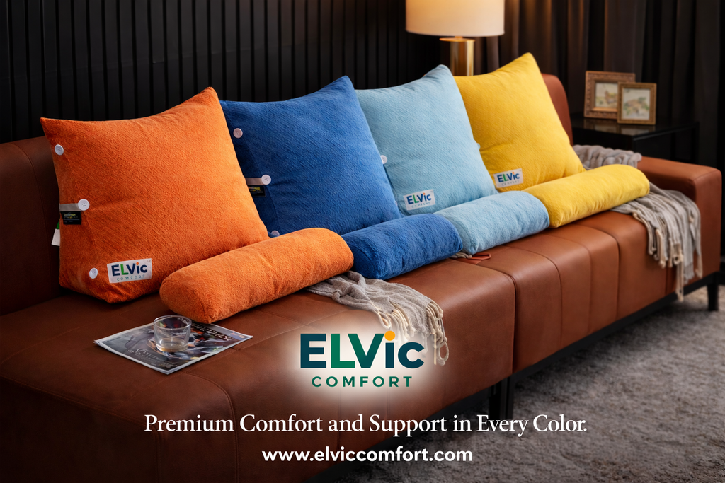 ELVic™ Ergonomic Waist Backrest Pillow – Lumbar Support Cushion for Bed, Sofa & Office