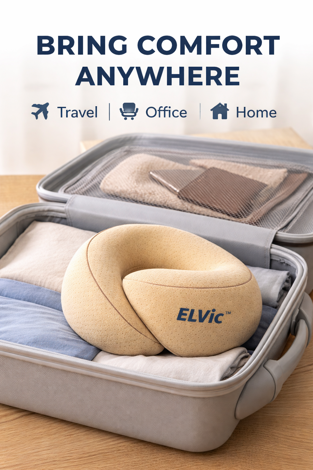 ELVic™ Memory Foam U-Shaped Travel Neck Pillow