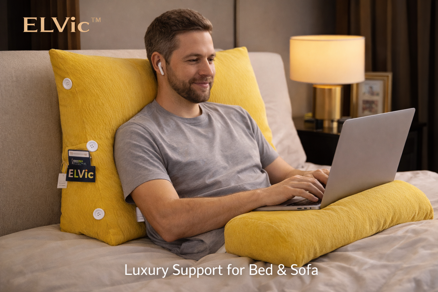 ELVic™ Ergonomic Waist Backrest Pillow – Lumbar Support Cushion for Bed, Sofa & Office