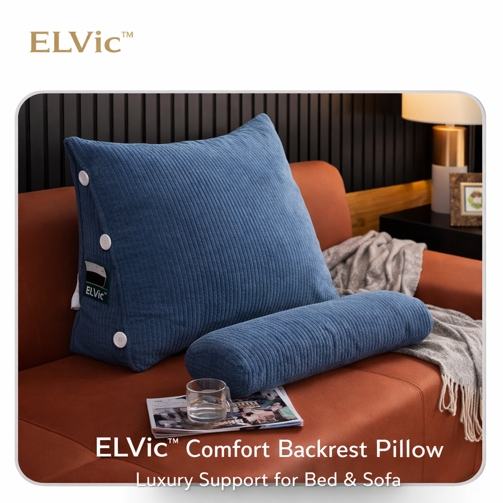 ELVic™ Ergonomic Waist Backrest Pillow – Lumbar Support Cushion for Bed, Sofa & Office