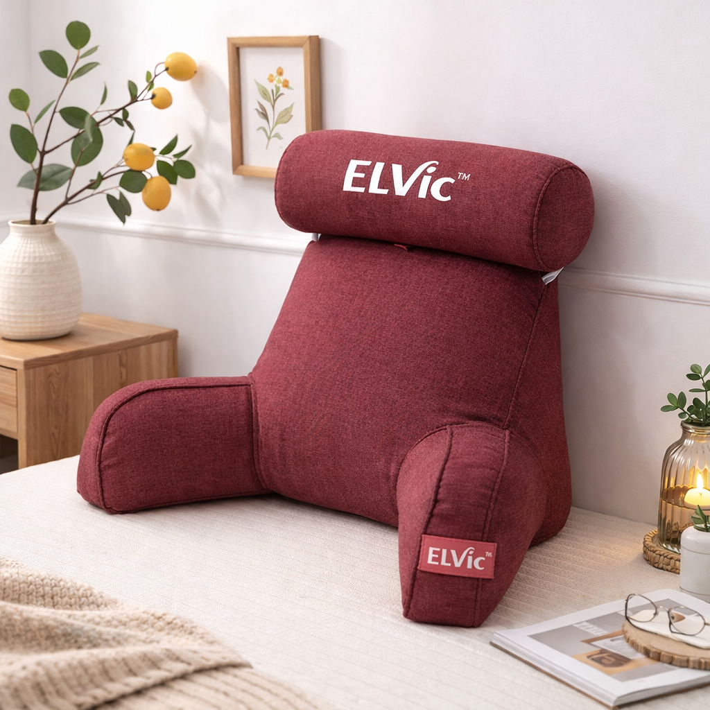 ELVic™ Large Backrest Pillow With Arm Support – Bed & Sofa Comfort