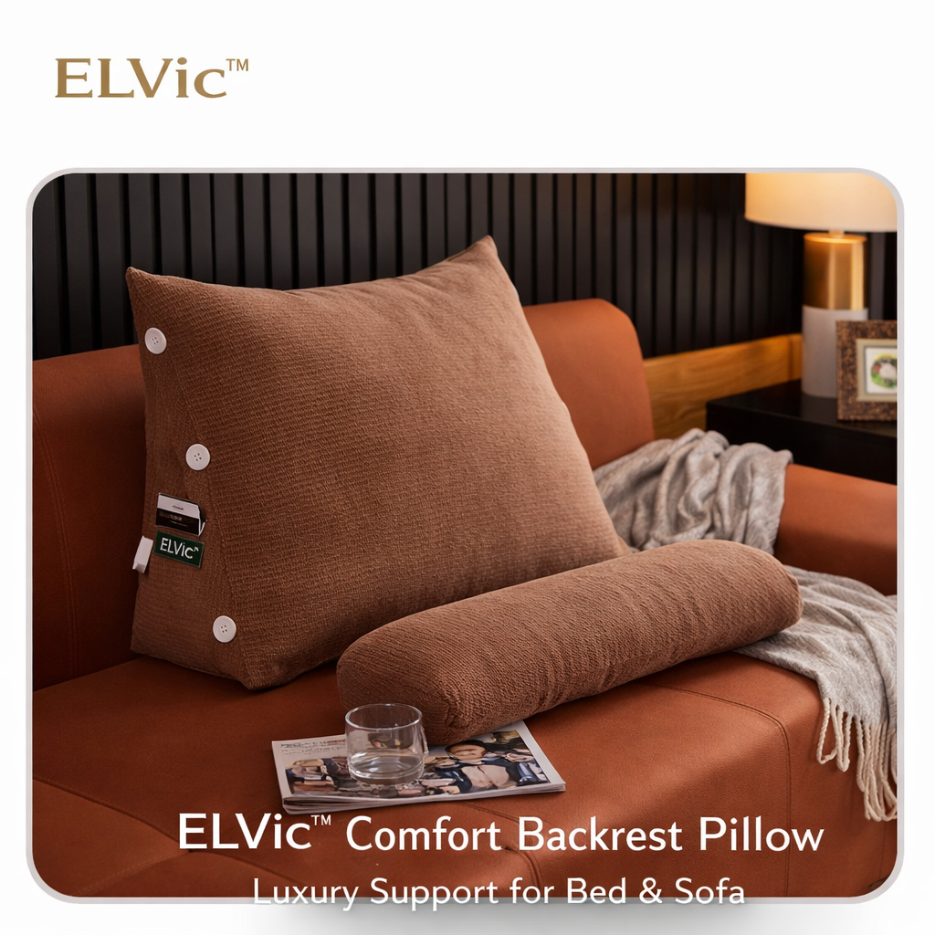 ELVic™ Ergonomic Waist Backrest Pillow – Lumbar Support Cushion for Bed, Sofa & Office