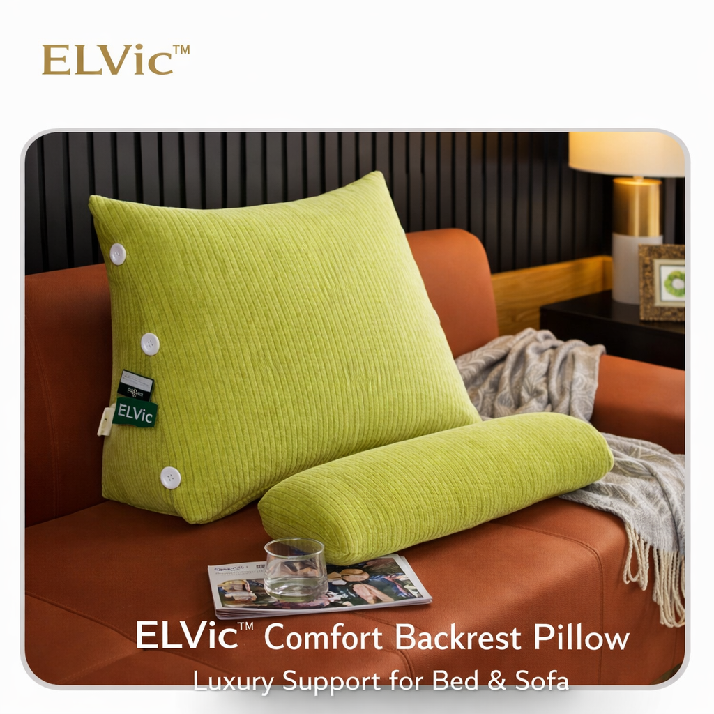 ELVic™ Ergonomic Waist Backrest Pillow – Lumbar Support Cushion for Bed, Sofa & Office