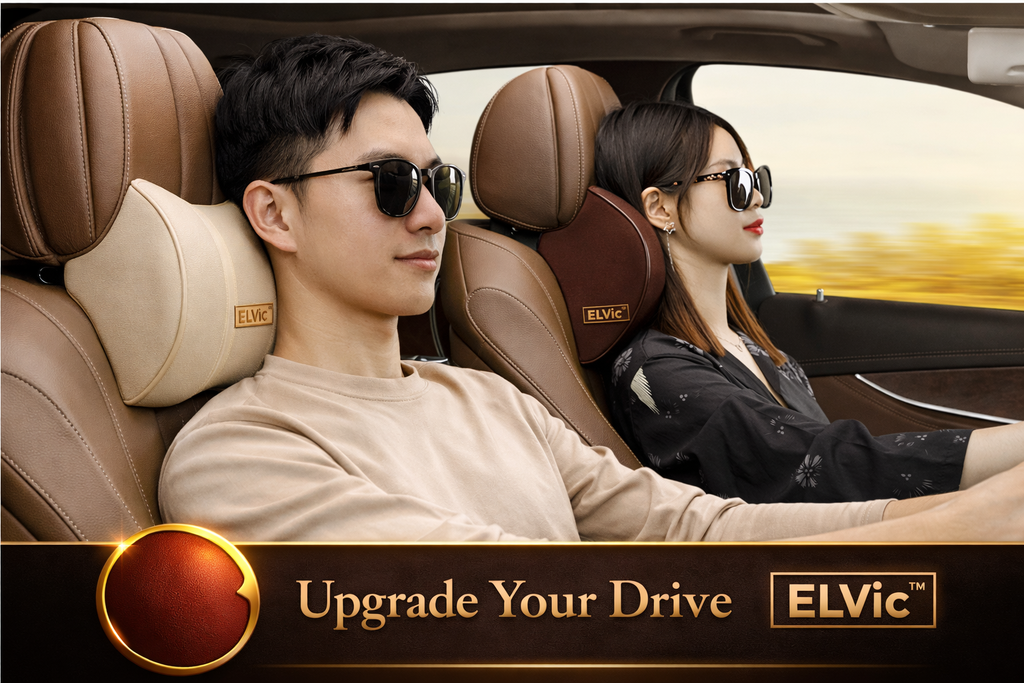ELVic™ Memory Foam Car Neck Support Pillow – Ergonomic Headrest Cushion for Comfortable Driving