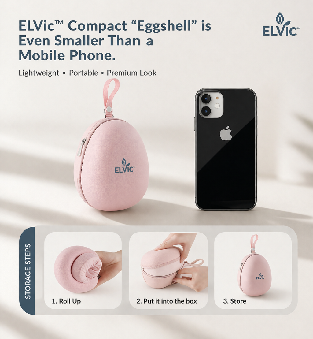 ELVic™ Foldable Travel Neck Pillow – Memory Foam Comfort for Flights, Cars & Relaxation