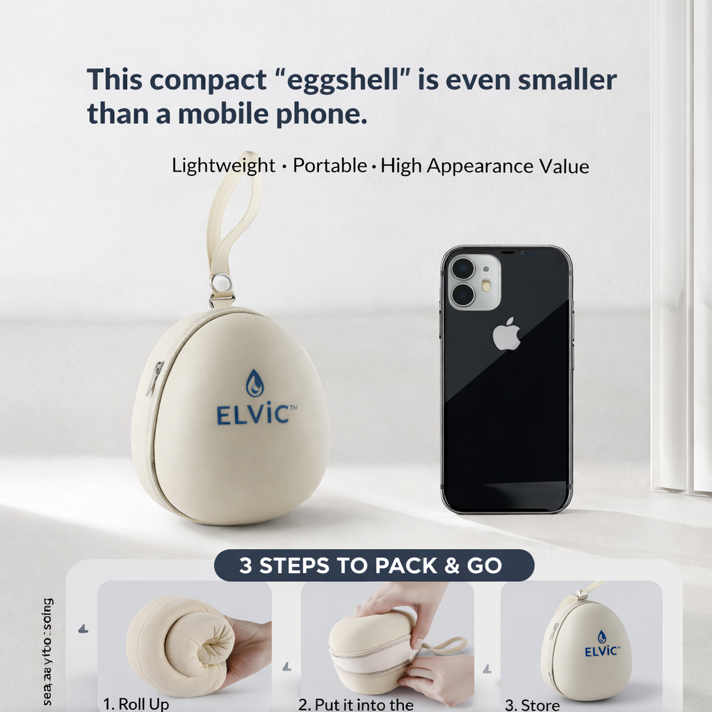 ELVic™ Foldable Travel Neck Pillow – Memory Foam Comfort for Flights, Cars & Relaxation