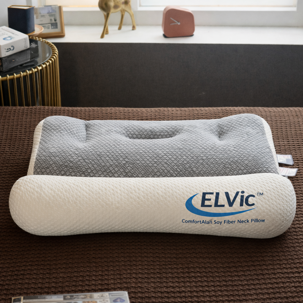 ELVic™ ComfortAlign Soy Fiber Neck Support Pillow – Ergonomic Cervical Support for Better Sleep