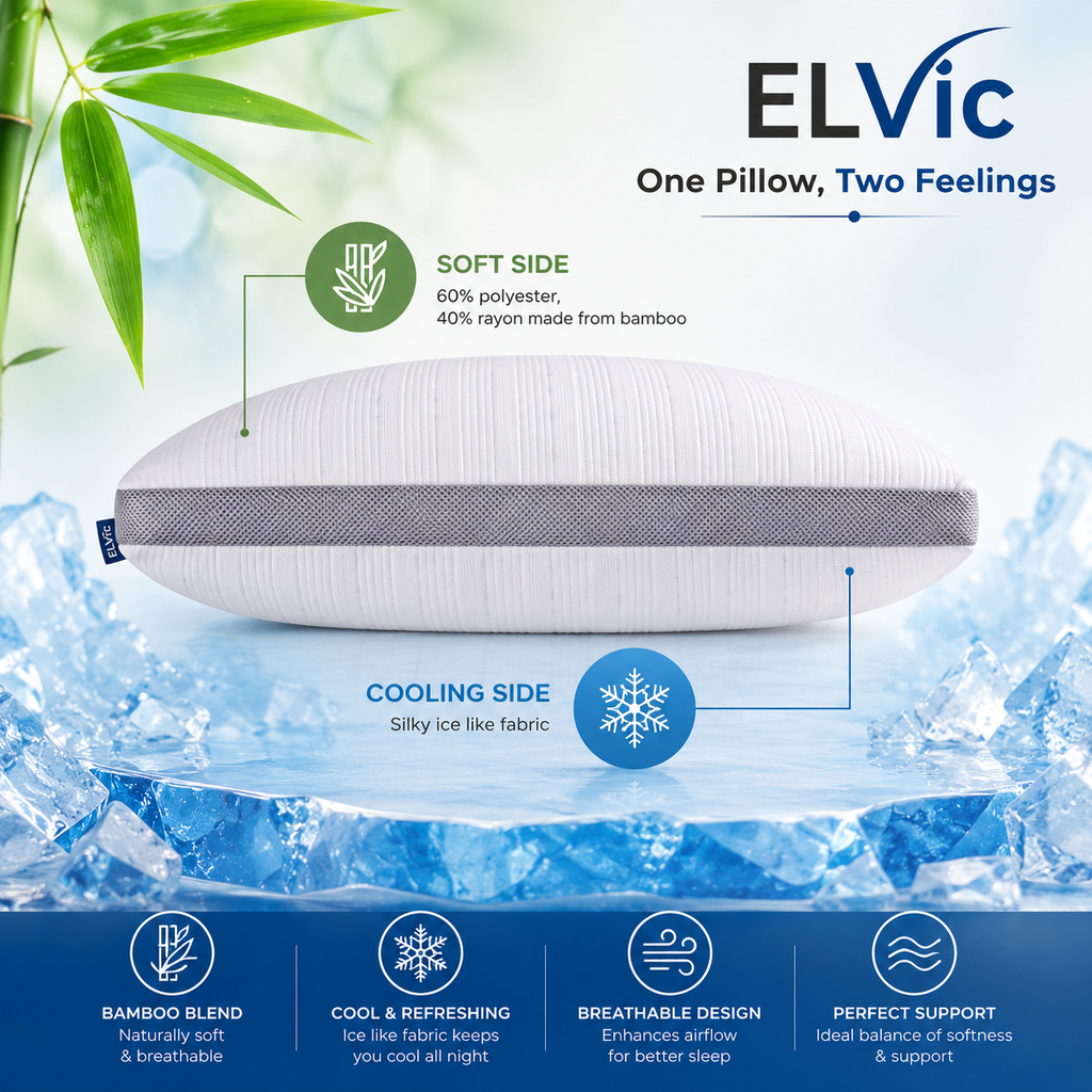 ELVic™ ArcticCool™ Memory Foam Cooling Bed Pillow