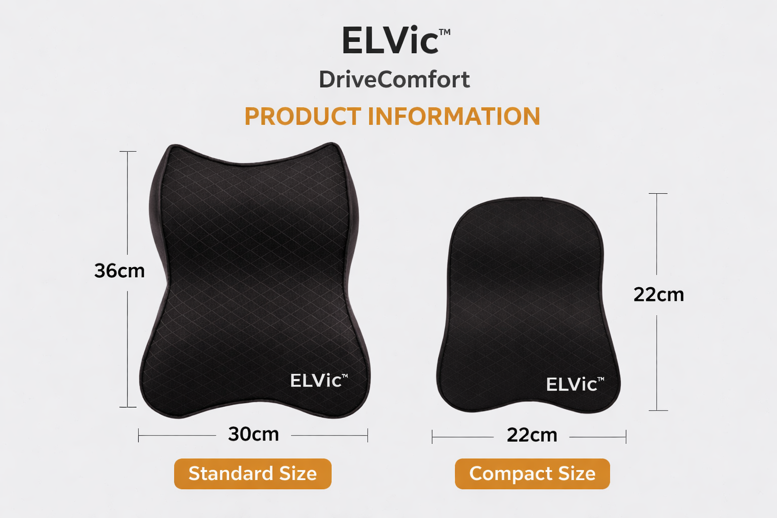 ELVic™ DriveComfort Memory Foam Car Neck Pillow – Ergonomic Headrest Support for Pain-Free Driving