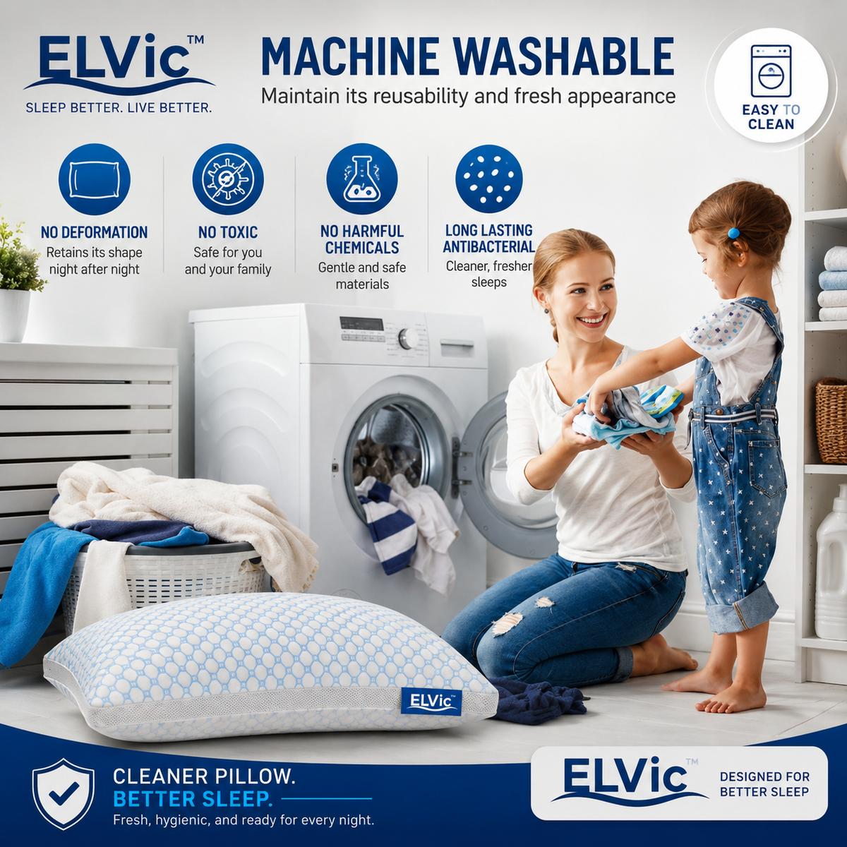 ELVic™ ArcticCloud Adjustable Cooling Memory Foam Pillow