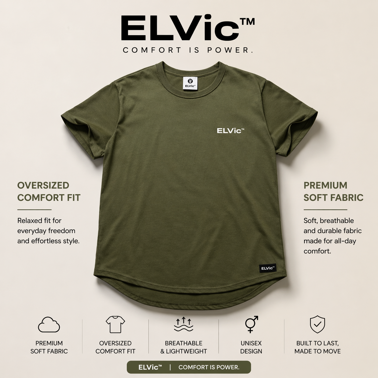 ELVic™ Oversized Premium T-Shirt – Comfort Streetwear Essential