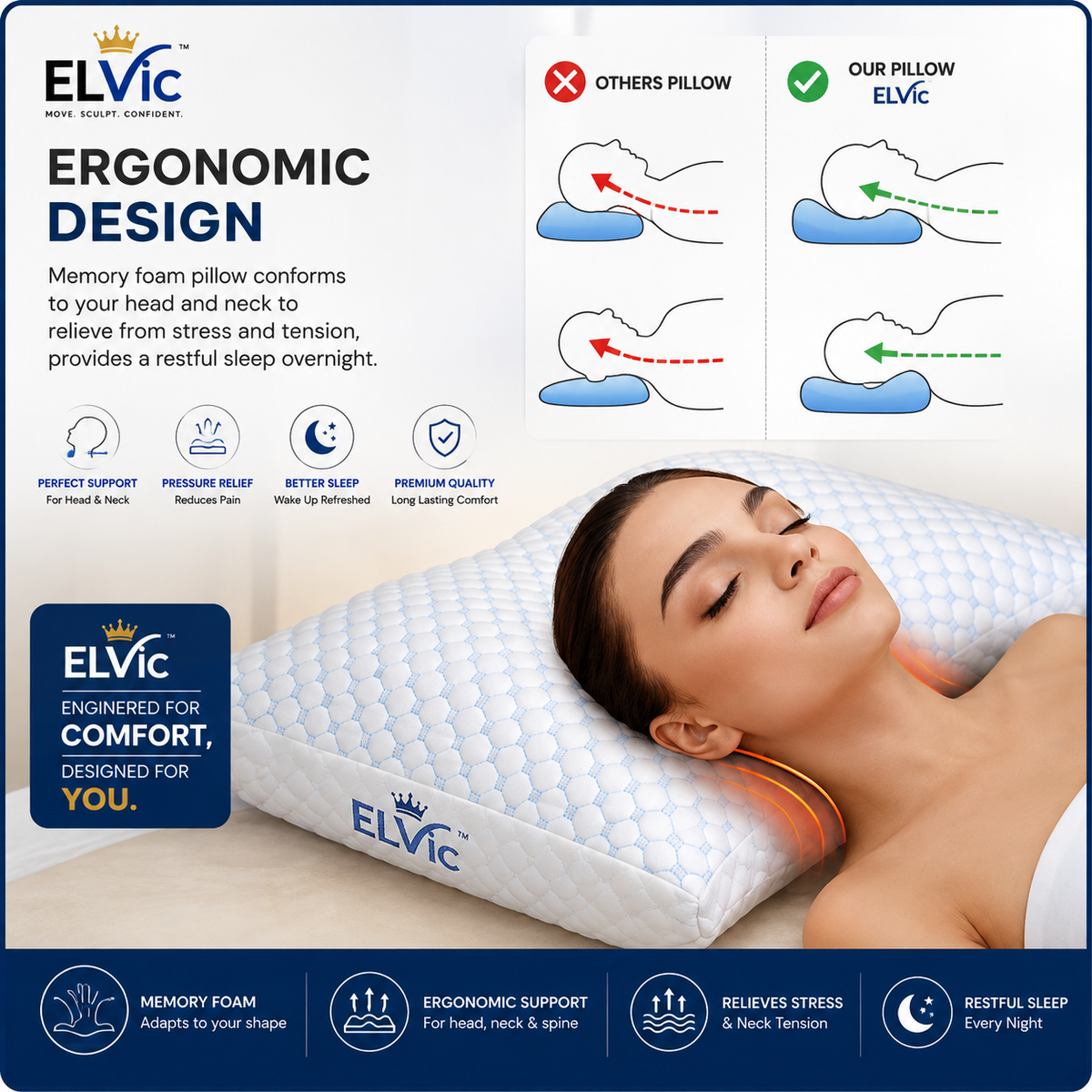 ELVic™ ArcticCloud Adjustable Cooling Memory Foam Pillow