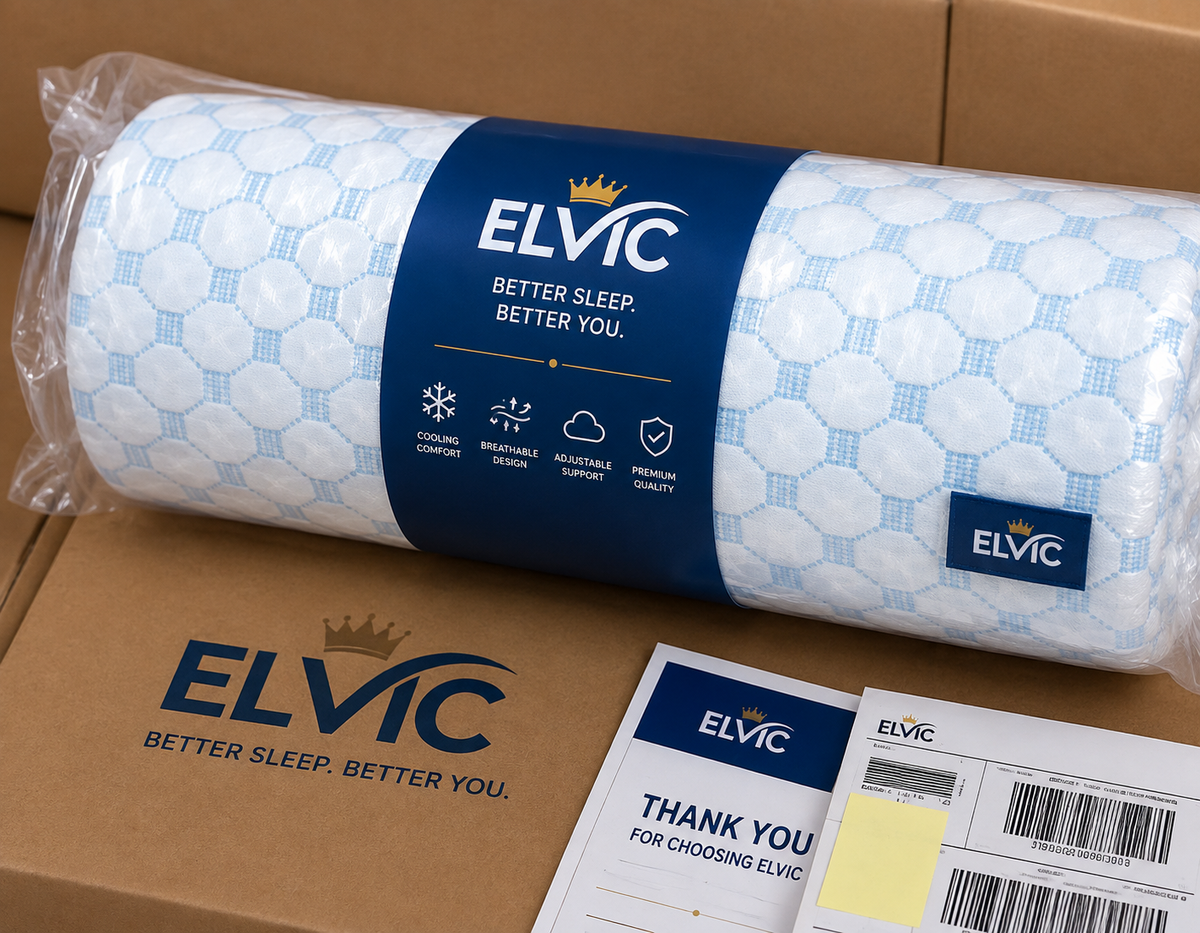 ELVic™ Cooling Shredded Memory Foam Pillow – Bamboo Fiber Adjustable Support