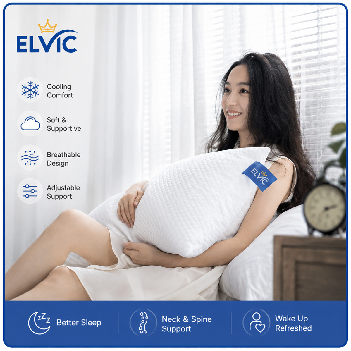 ELVic™ Cooling Shredded Memory Foam Pillow – Adjustable Ergonomic Support