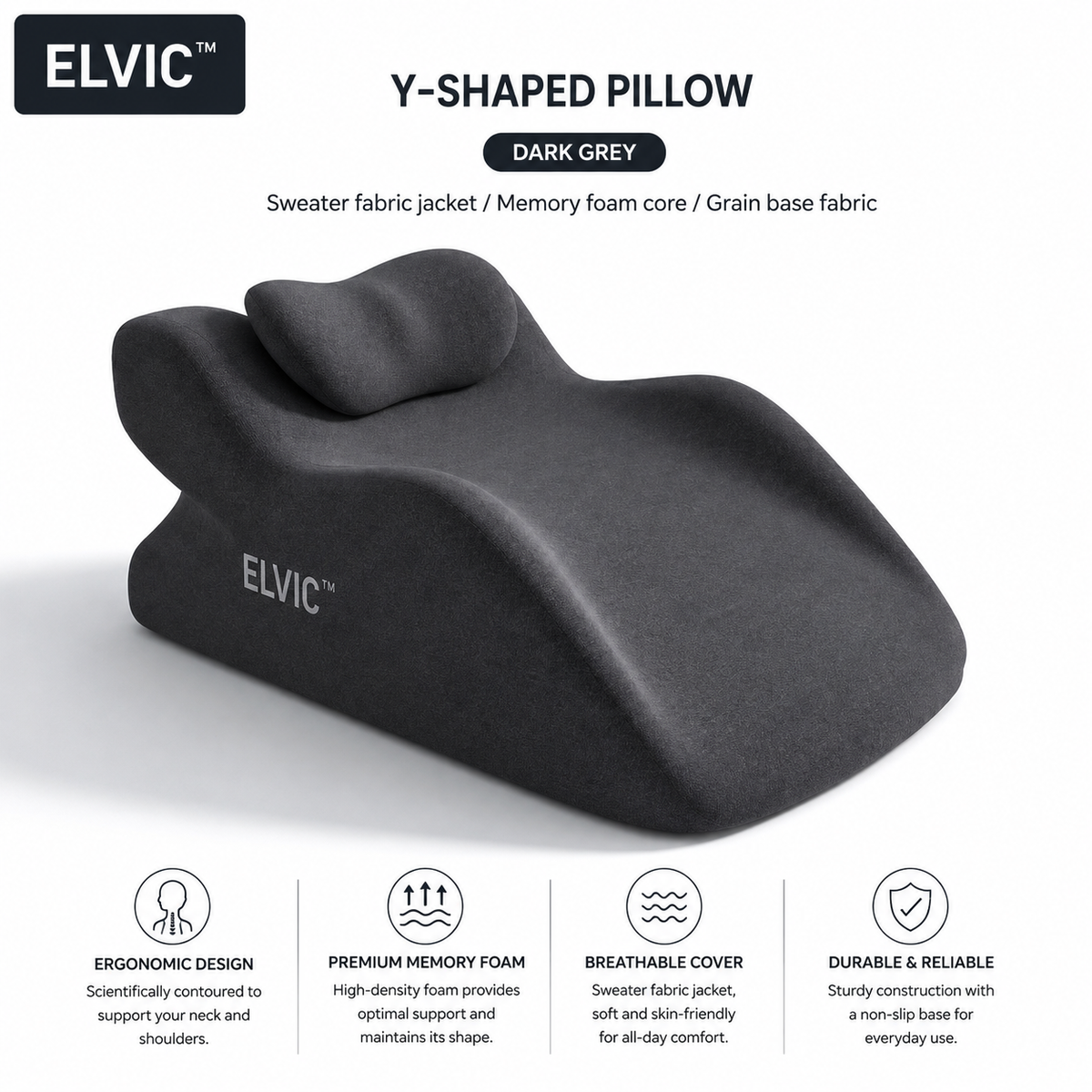 ELVic™ ElevatePro Memory Foam Support Pillow – Ergonomic Reading & Relaxation Cushion