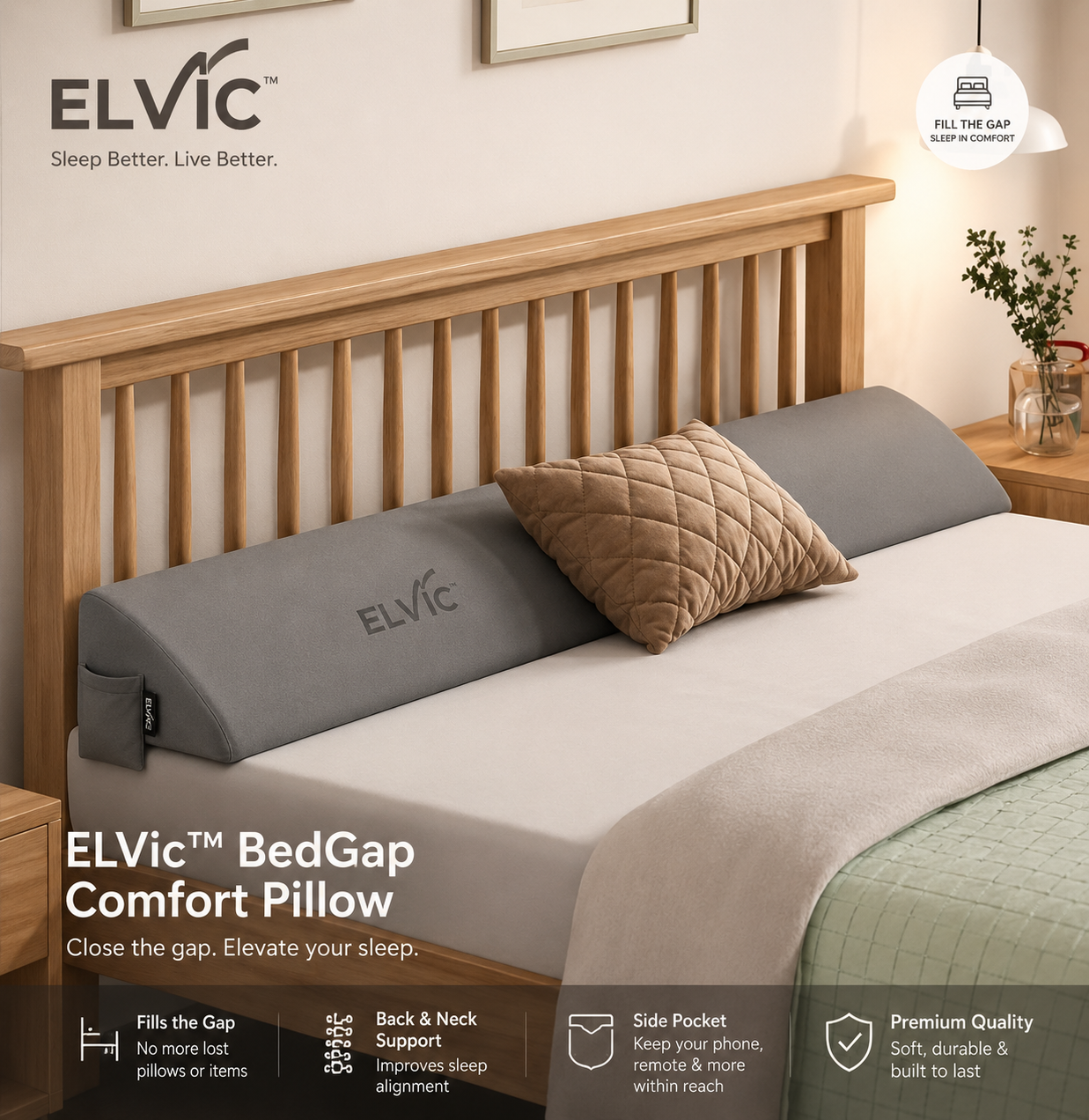 ELVic™ SleepGap Headboard Pillow