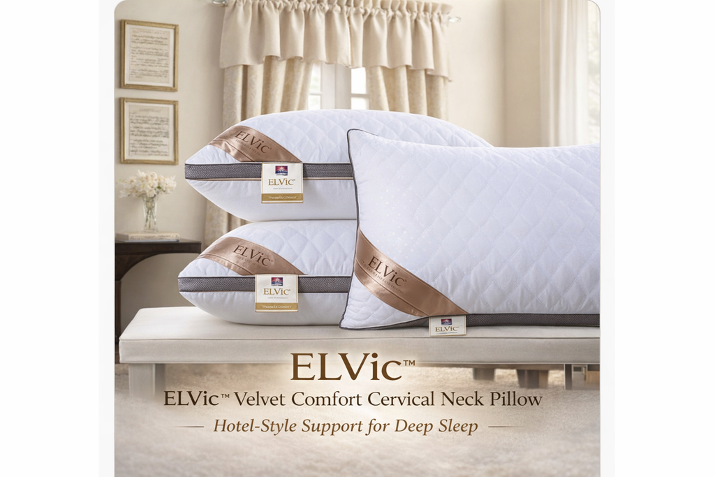 ELVic™ Velvet Comfort Cervical Neck Pillow – Hotel-Style Support for Deep Sleep