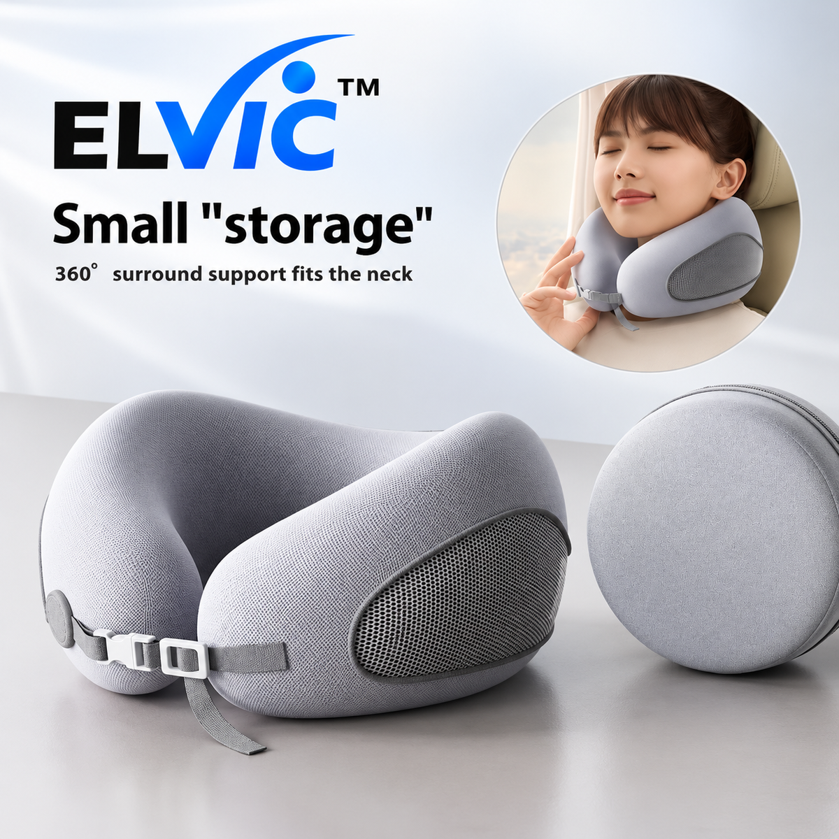ELVic™ Ergonomic Travel Neck Pillow – Portable Neck Support