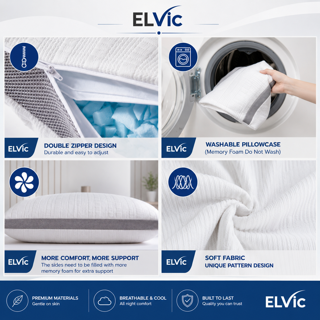 ELVic™ ArcticCool™ Memory Foam Cooling Bed Pillow