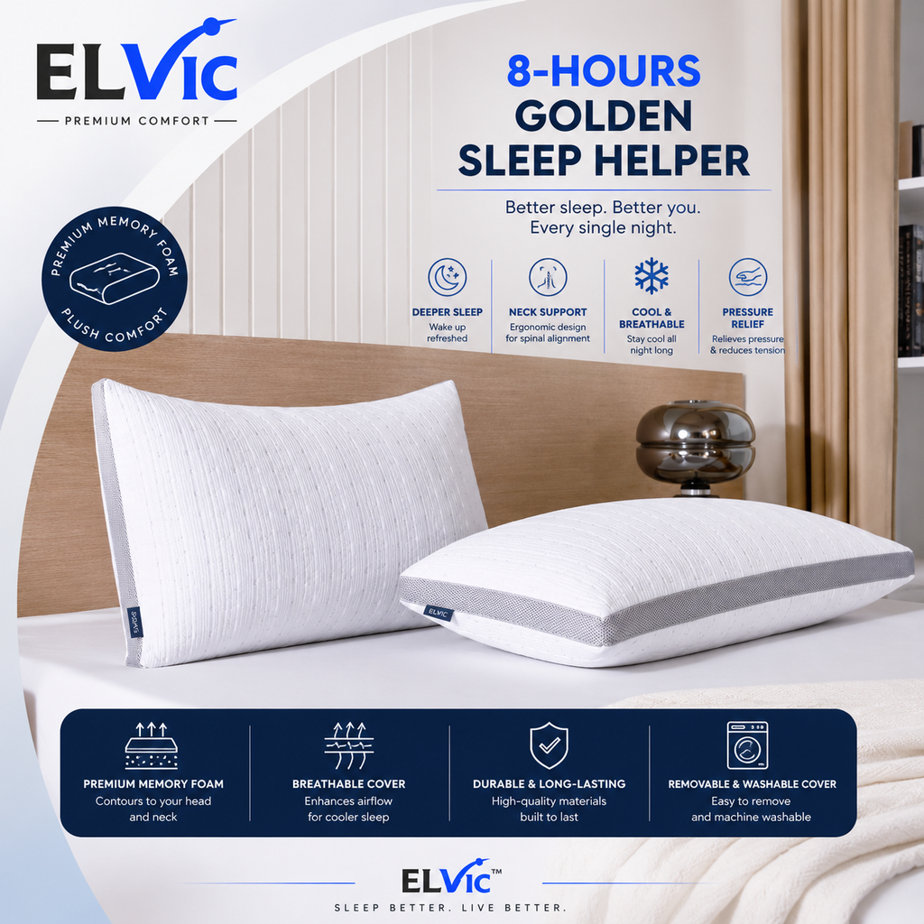 ELVic™ ArcticCool™ Memory Foam Cooling Bed Pillow