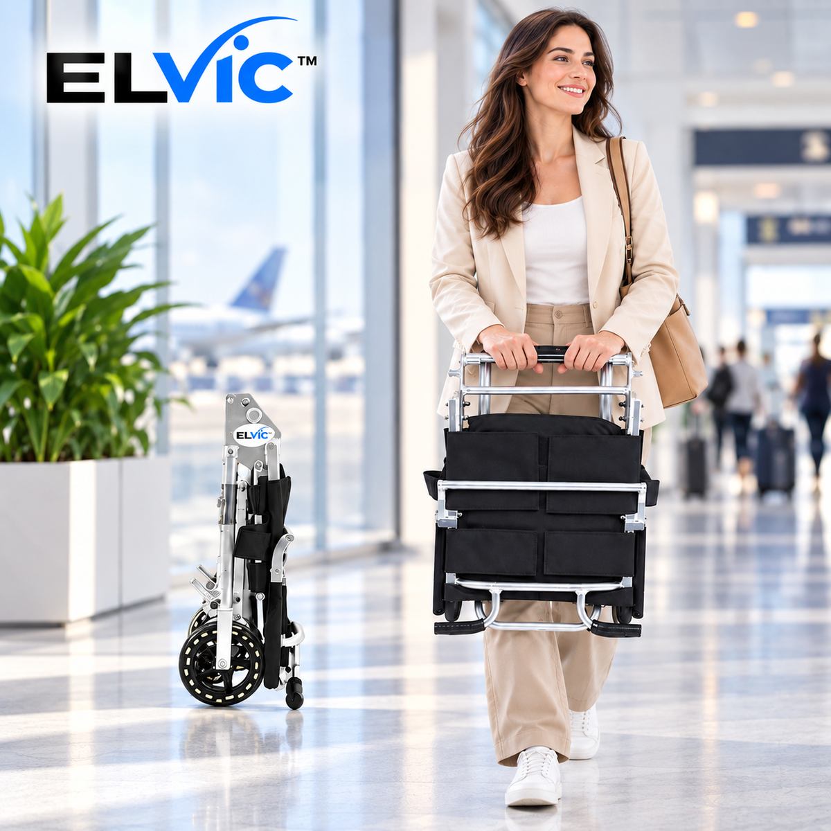 ELVic™ Lightweight Foldable Transport Wheelchair