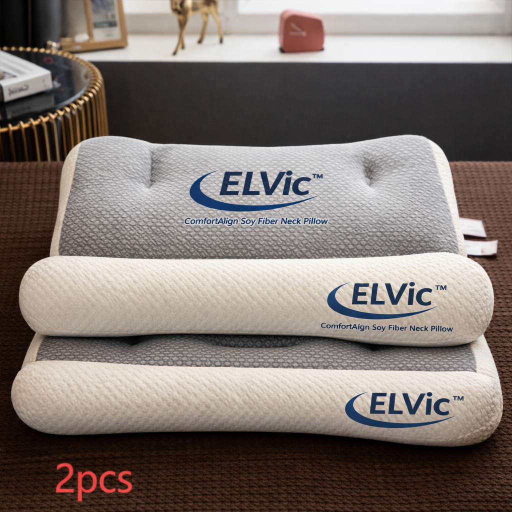 ELVic™ ComfortAlign Soy Fiber Neck Support Pillow – Ergonomic Cervical Support for Better Sleep