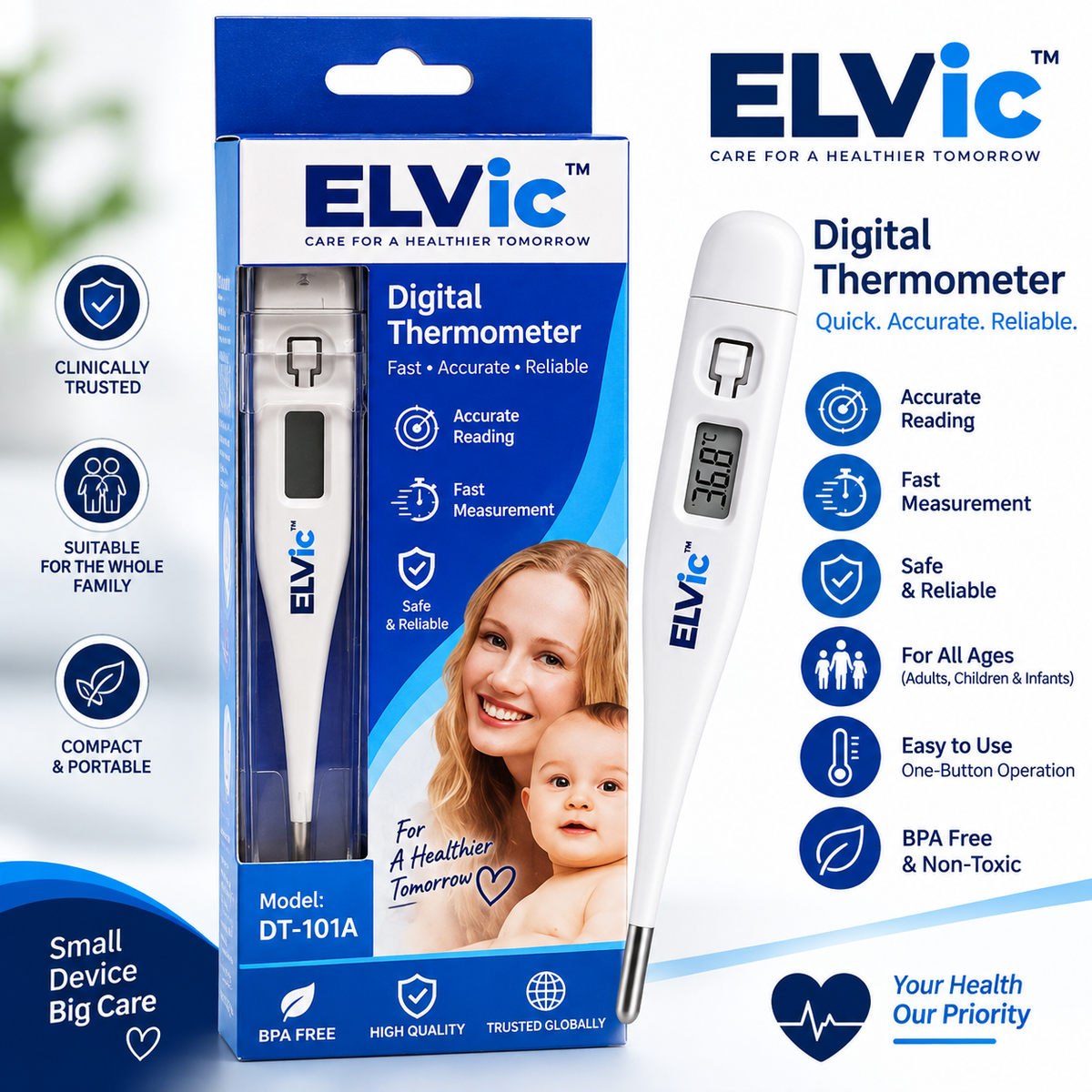 ELVic™ Digital Thermometer – Fast & Accurate Temperature Measurement