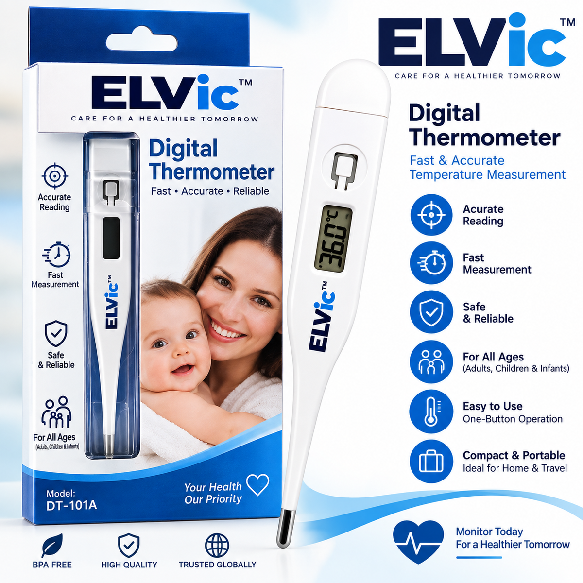 ELVic™ Digital Thermometer – Fast & Accurate Temperature Measurement