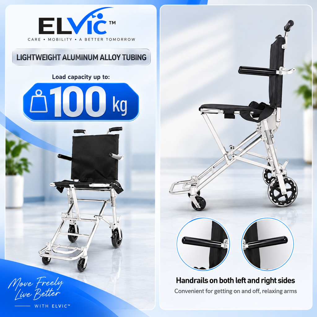 ELVic™ Lightweight Foldable Transport Wheelchair