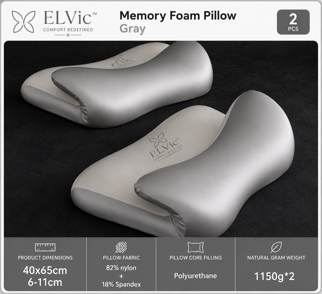 ELVic™ ButterflyCloud Pro – Ergonomic Cervical Memory Foam Pillow for Neck & Spine Support