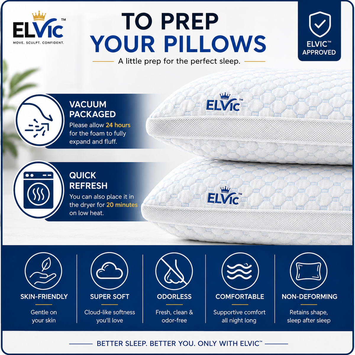 ELVic™ ArcticCloud Adjustable Cooling Memory Foam Pillow